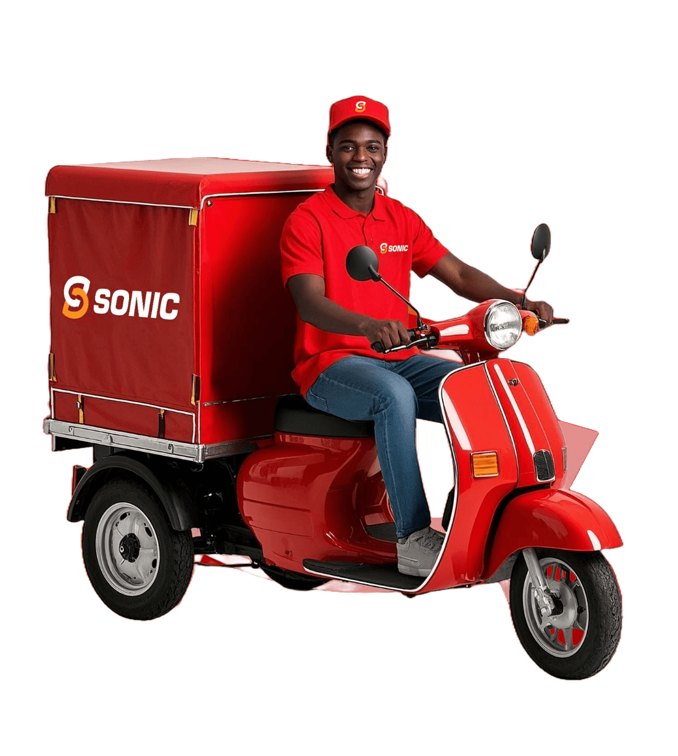 Delivery person on scooter